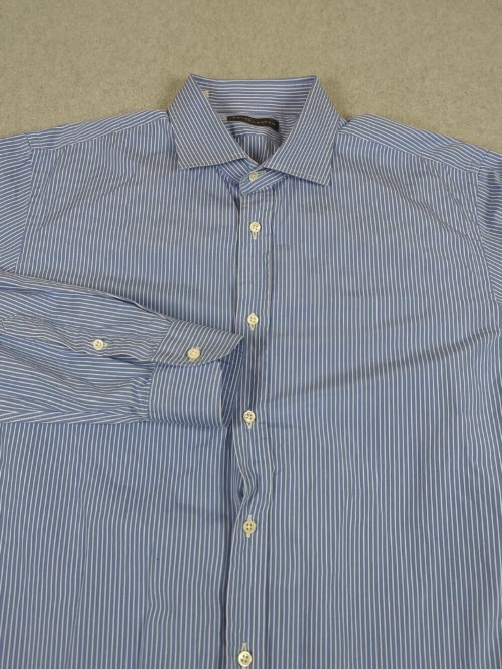 Ralph Lauren Black Label Shirt Men's 17 Blue Striped Button Up Made In Italy